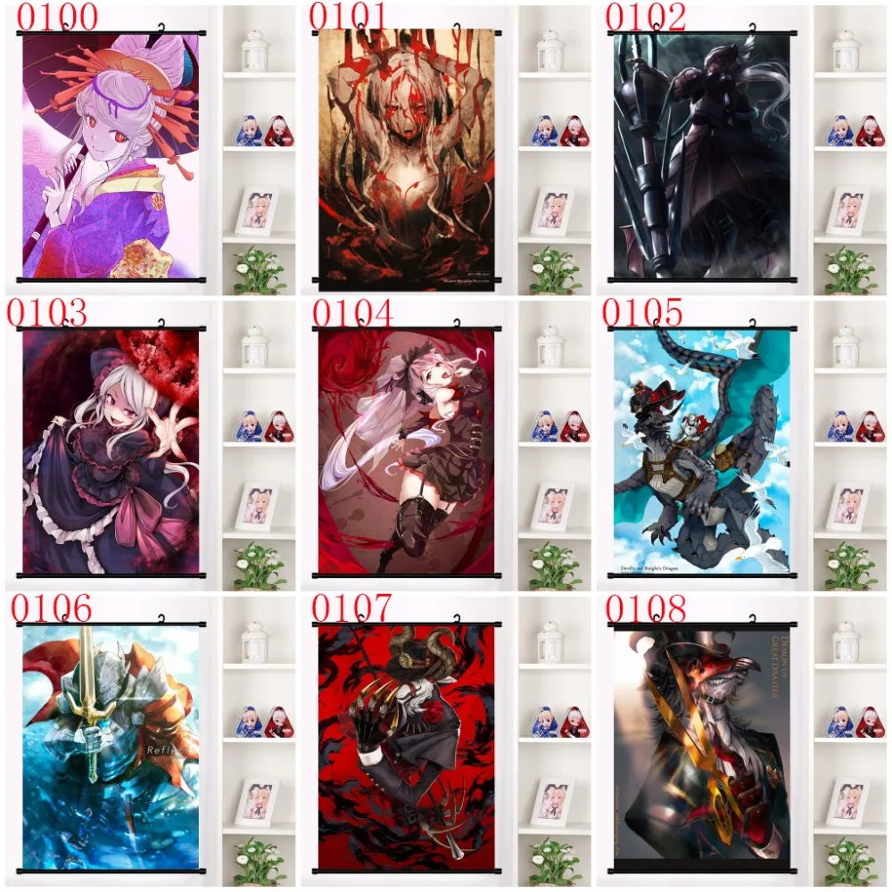 Персонаж Аниме Overlord Ainz Ooal платье shalltear bloodfallen настенные свитки плакат Настенные подвесные плакаты коллекция домашнего декора подарки