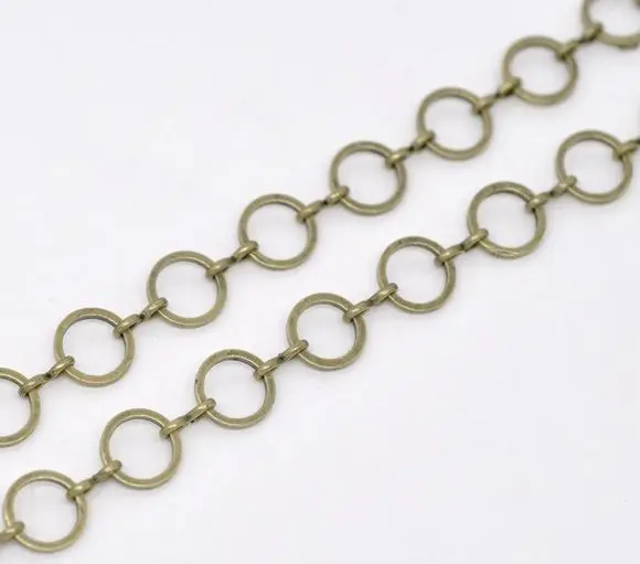 

DoreenBeads Retail Antique Bronze Round Link-Opened Chain Findings 8mm 1M,sold per pack of 3 Pcs