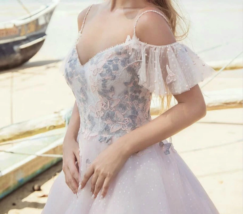 SSYFashion/Новинка 2019 года милое розовое кружевное вечернее платье с v образным