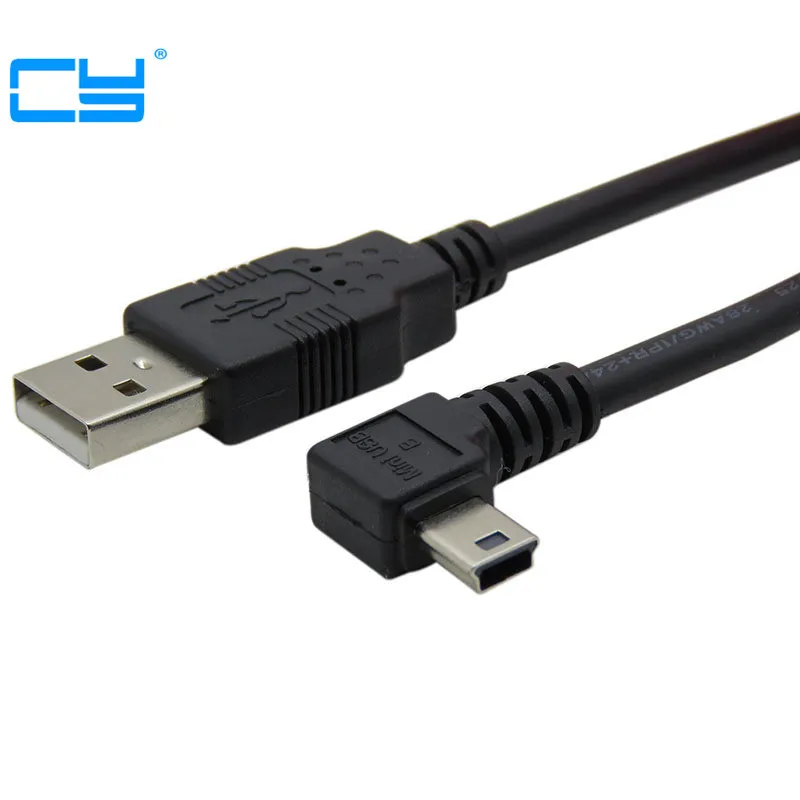 90 градусов левый угловой мини USB Тип B штекер к 2 0 Дата кабель для MP3 MP4 жесткого