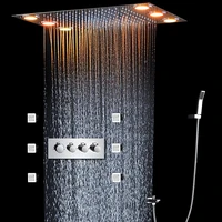 led shower system concealed ceiling big rain bath faucets set 360 x 500mm high flow massage body jets spray