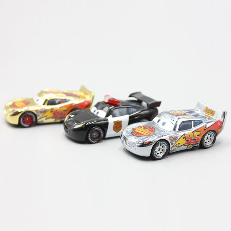 Машинки из &quotтачки 3 шт./лот цвета: золотистый серебристый полиции Lightning McQueen