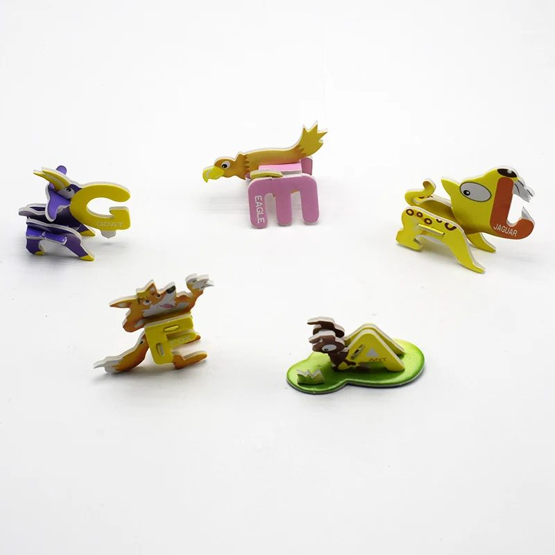 

18pcs/lot Mini cartoon Animal letter ABC Model paper 3D puzzles toys for children gift Intelligence toys