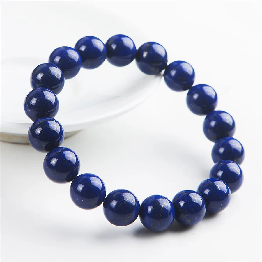 

Free Drop Shipping Unique 11mm Natural Genuine Lapis Lazuli Bracelet For Women Crystal Round Bead Stretch Charm Bracelet Femme
