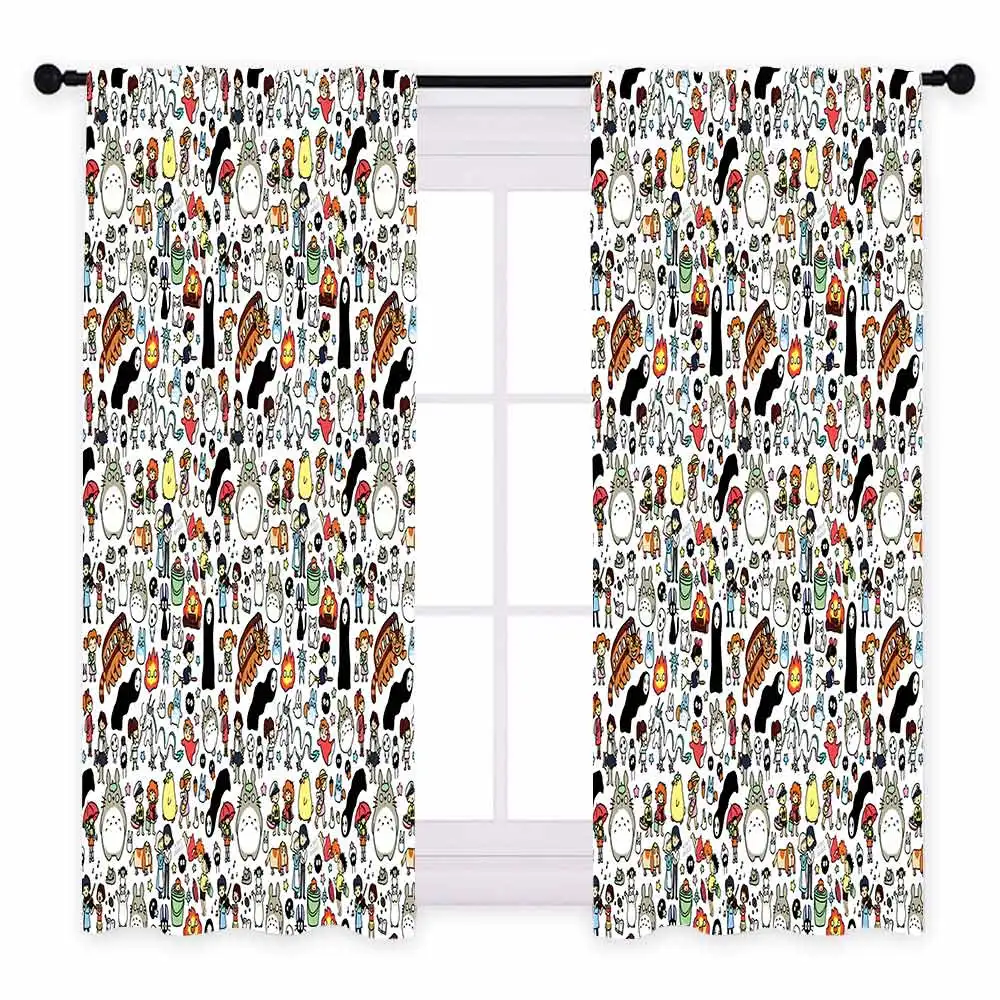 Style C - 2pcs Miracille, Мультяшные занавески "Тоторо" для детей, гостиной, спальни, исцеление, аниме, панель, занавески, затенение, 70 - Цвет: Style C - 2pcs