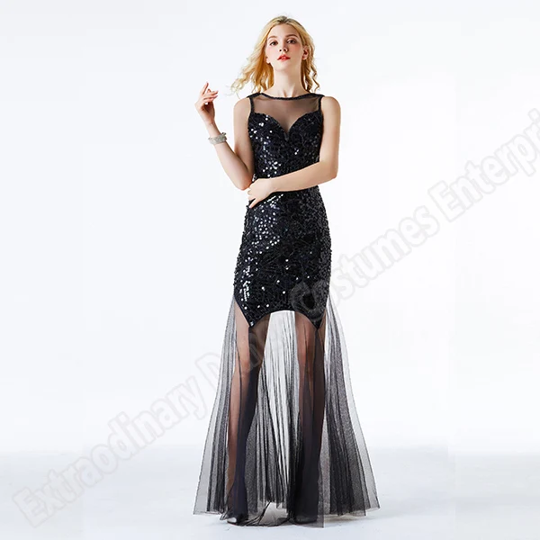 Royal blue Винтаж Хлопушки Великий Гэтсби Для женщин 1920s платье арт-деко бисером или свадьбы, украшенное блестками и круглым вырезом платья с длинным рукавом; сезон лето; 3 цвета - Цвет: Royal blue
