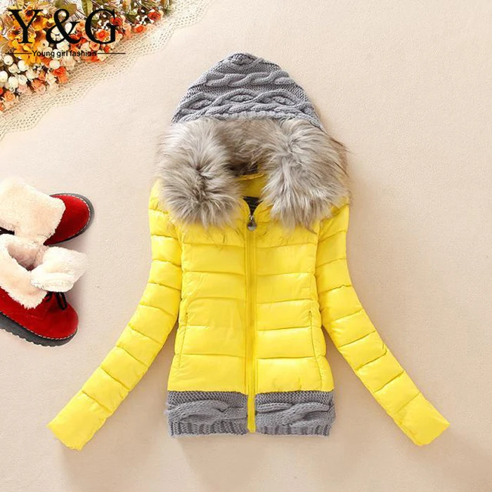 Y&ampG new 2015 vintage women winter clothing candy hooded outwear casaco feminino fur collar jacket coat down parka | Женская одежда