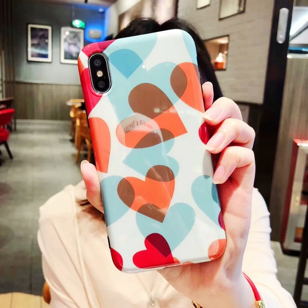 Простое любовное сердечко глянцевый чехол для iphone X 8 7 6 6s плюс|Бамперы| |
