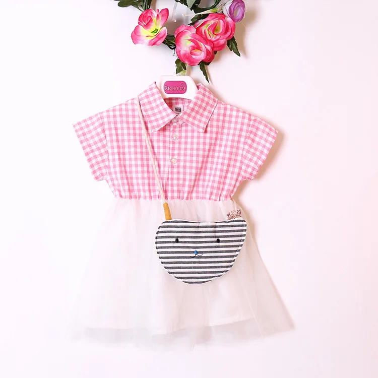 Платье для девочек лето 2019 платья с рукавами в клетку милые детские вечерние
