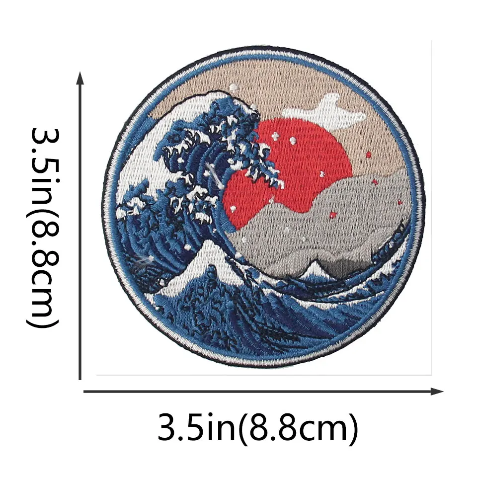 Embird нашивки вышитые нашивки для одежды Great Wave off Kanagawa ceo-friendly ручной работы 3D железные нашивки Большой патч