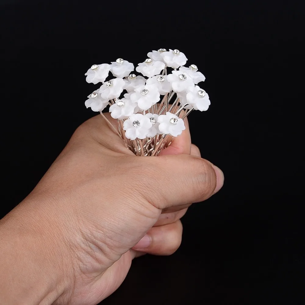 20 шт./лот заколки для волос с кристаллами из смолы в форме цветка невесты девушек