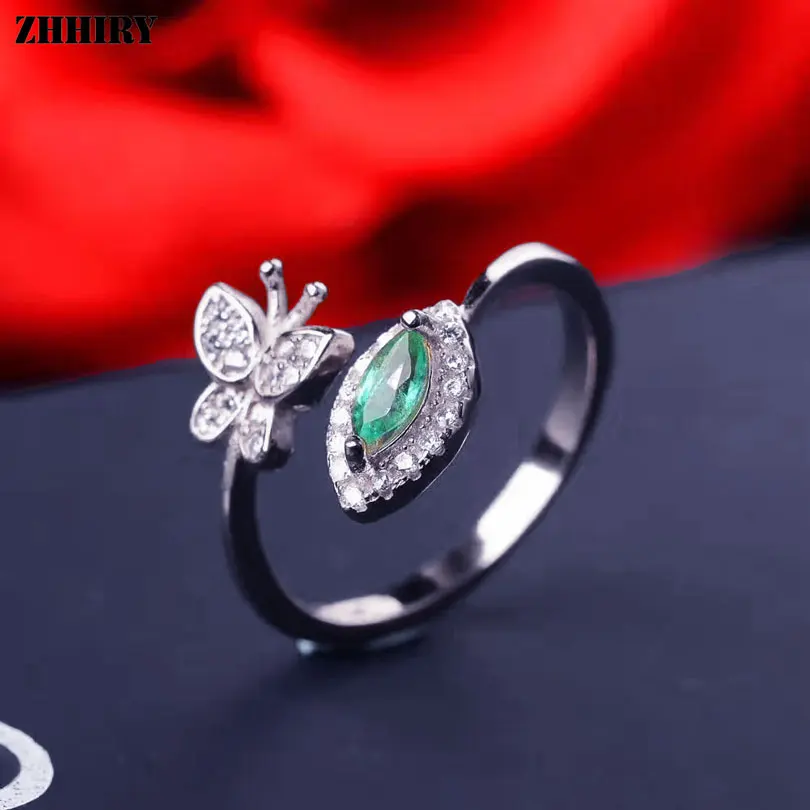Женское кольцо бабочка ZHHIRY натуральное сапфировое рубиновое Изумрудное из