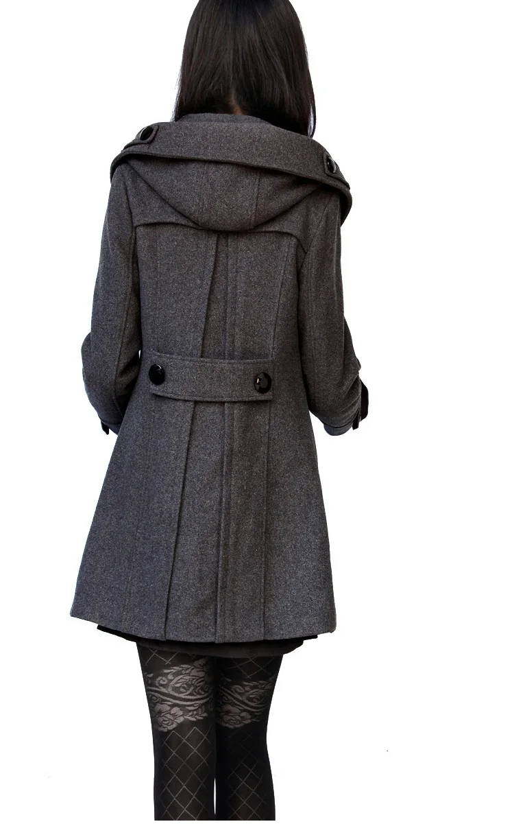 Повседневная модная зимняя куртка Casaco Feminino, длинное двубортное тонкое пальто с капюшоном, Женское пальто, верхняя одежда