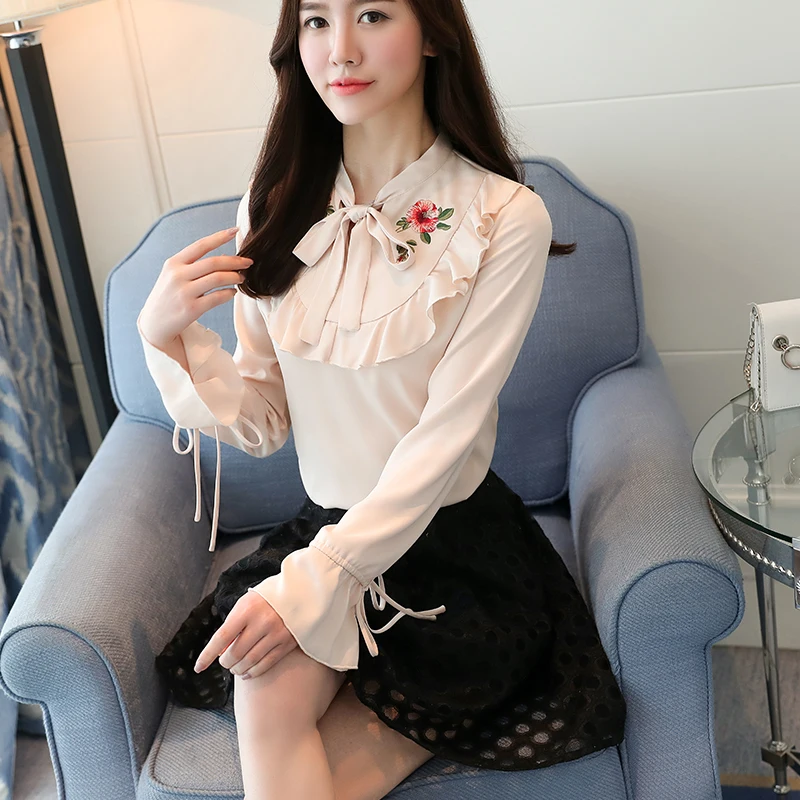 Весна 2021 с длинным рукавом Женские рубашки шифоновая блуза Модные женские топы и