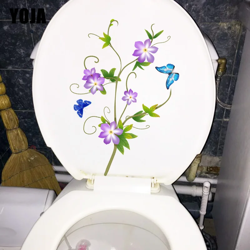 YOJA 18 3x23 9 см фиолетовый цветок Виноградная лоза модный WC наклейки для унитаза