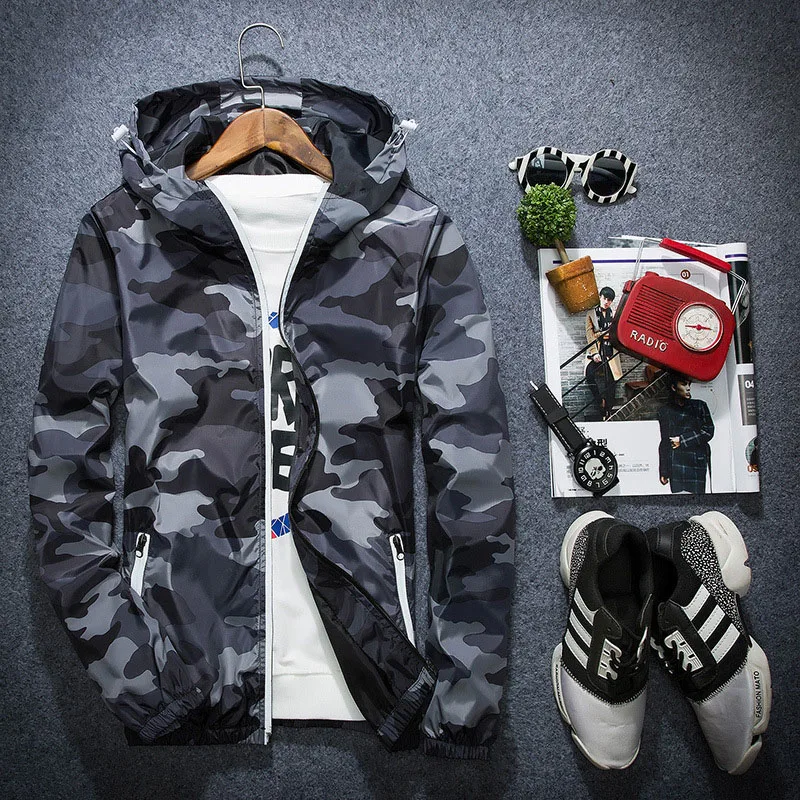 

2020 New Fashion Korean Style Jacket Men Spring And Autumn Casual Trend Thin Section Slim Youth Student Camouflage Jacket Male