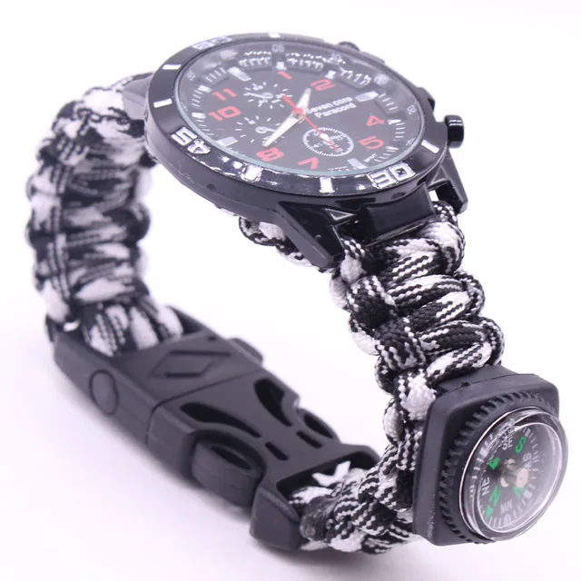 Camo Watch Паракорд выживания часы браслеты для мужчин и женщин открытый компас браслеты зонтик веревка нож 6 в 1 многофункциональные браслеты - Цвет: Camo Watch