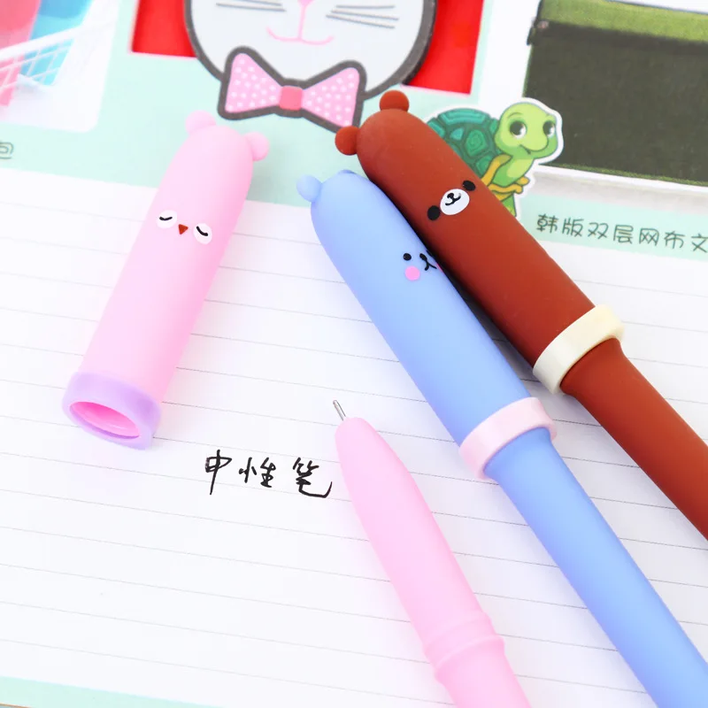0.38mm Cute Kawaii Plastic Gel Pen Cartoon Bear Canetas Neutral Pens For Writing Kids Gift School Supplies Korean Stationery |