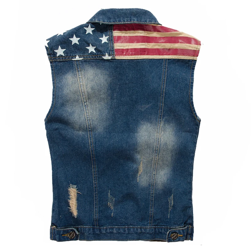 Новый мужской джинсовый жилет винтажная потертая ковбойская Джинсовая