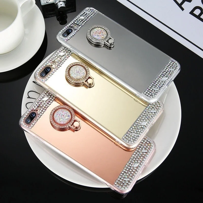 Чехол с бриллиантами розового золота для iPhone X XR XS 11 Pro Max 7 8 Plus зеркальный - Фото №1