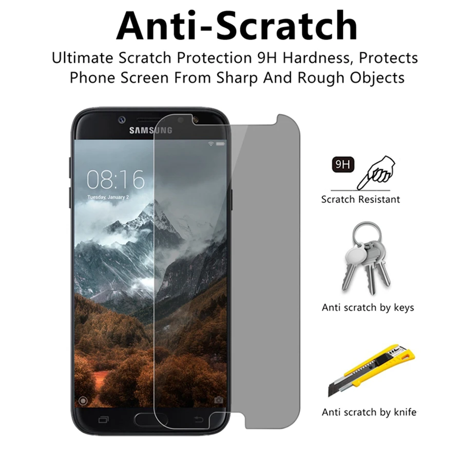 Стекло для samsung a5 для samsung a3 Стекло A5 A3 A7 A6 A8 плюс приватные экранные протекторы для закаленная пленка