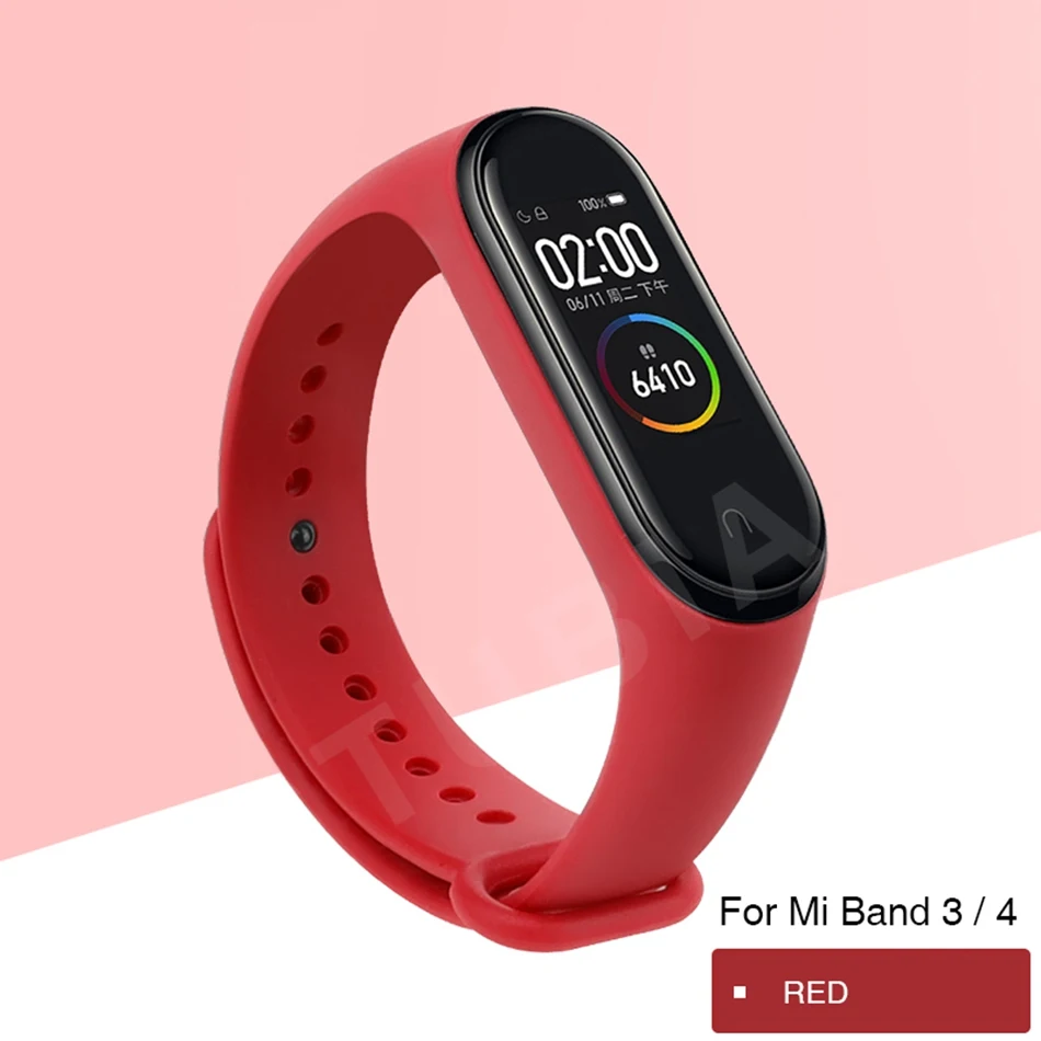 red P Clear mi Band 4 3 ремешок на запястье для Xiaomi mi Band 3 4 Браслет Силиконовый mi band 3 4 NFC аксессуары Smart mi band 4 Correa - Цвет: red P