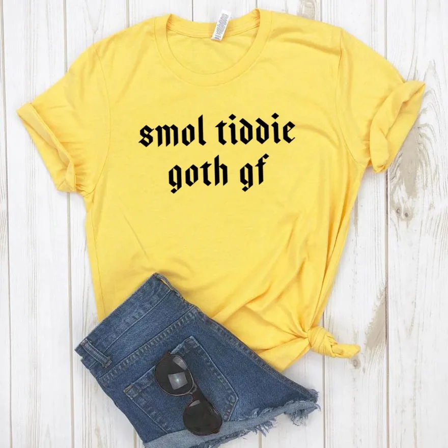 Smol Tiddie гот Gf для женщин хлoпкoвaя пoвсeднeвнaя забавная футболка маленькой леди