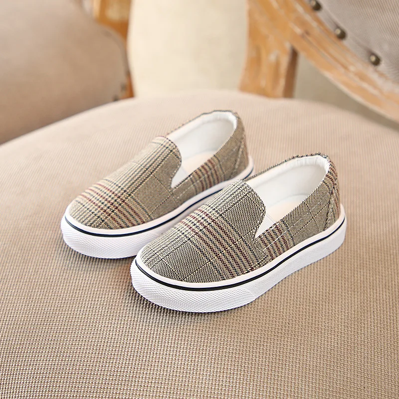 Autumn 2018 Baby Toddler Boy Girl Canvas Plaid Sneakers Little Kid Slip On Casual Plimsolls Children Classic Unisex Design Shoes | Детская