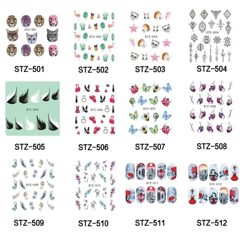 Наклейки для ногтей с котом наклейки цветами цвета лаванды фиолетового цветов |