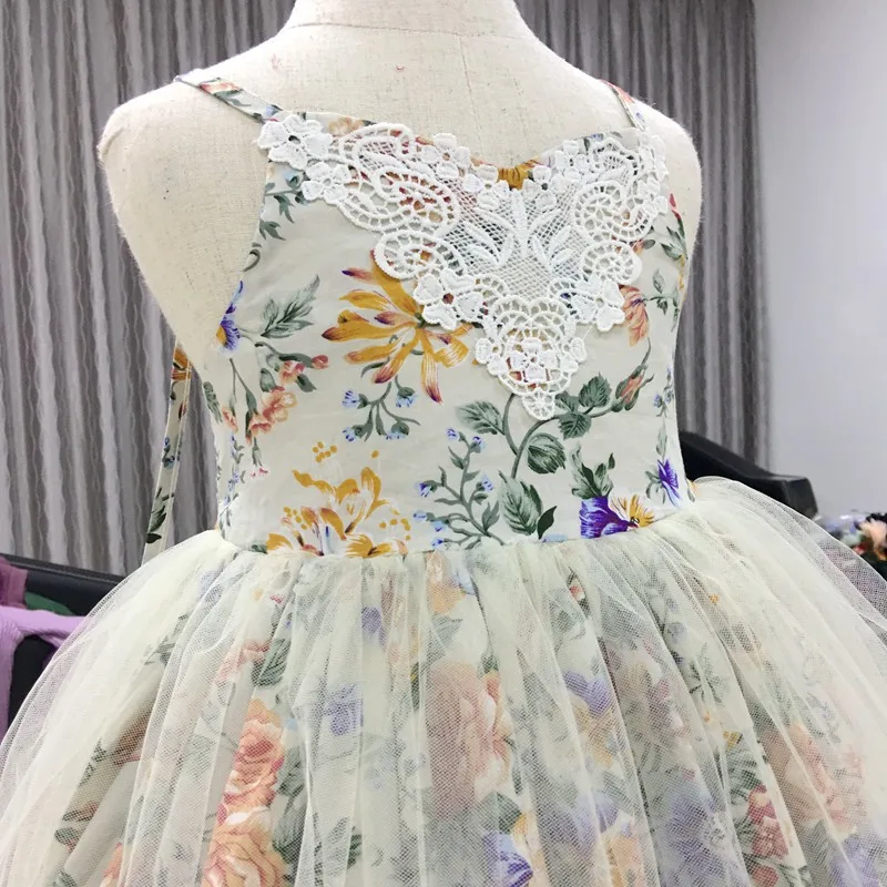 2018 Kids Corset Lace Hem Dresses Princess Backless Flower Boutique Costume 3-8yrs Girls Vintage Style Clothes Wholesale 18PCW01 | Детская