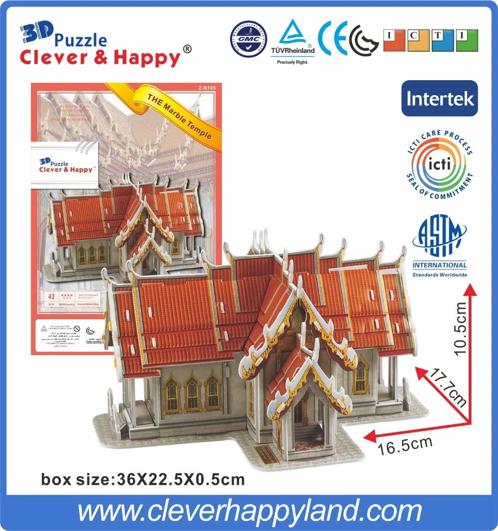 Thai Famous Architecture 3 комплекта с храмом рассвета Чакри Маха Прасат мраморный храм 3D