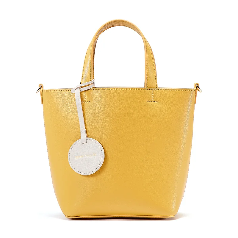 EMINI HOUSE Mini Tote Bag Luxury Handbags Women Bags Designer Crossbody Bags For Women Split Leather Shoulder Bag - Цвет: Yellow