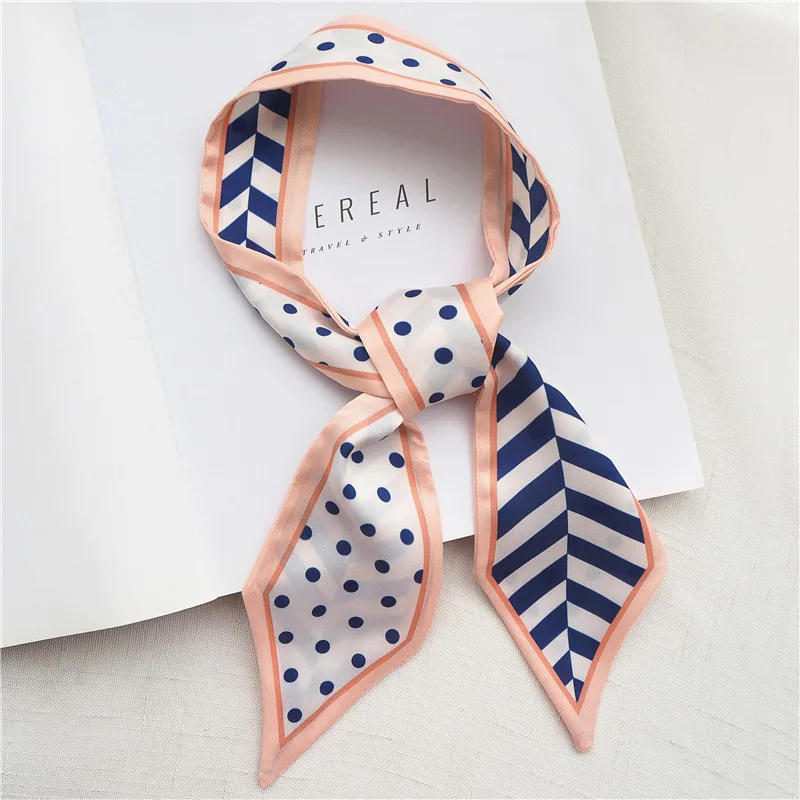 2019 Взрывные Модели узкий шарф в горошек Диагональная полоса маленький саржевая