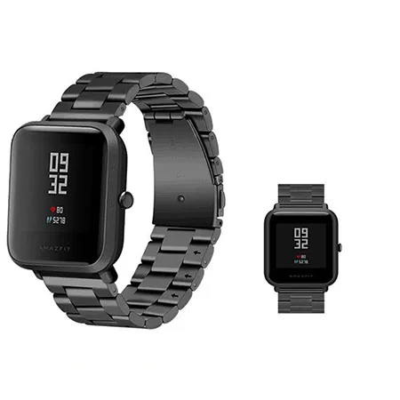 Black 20 мм металлический ремешок для Xiaomi Huami Amazfit Bip BIT Lite Молодежные умные часы из нержавеющей стали Сменные аксессуары для Amazfit - Цвет: Black