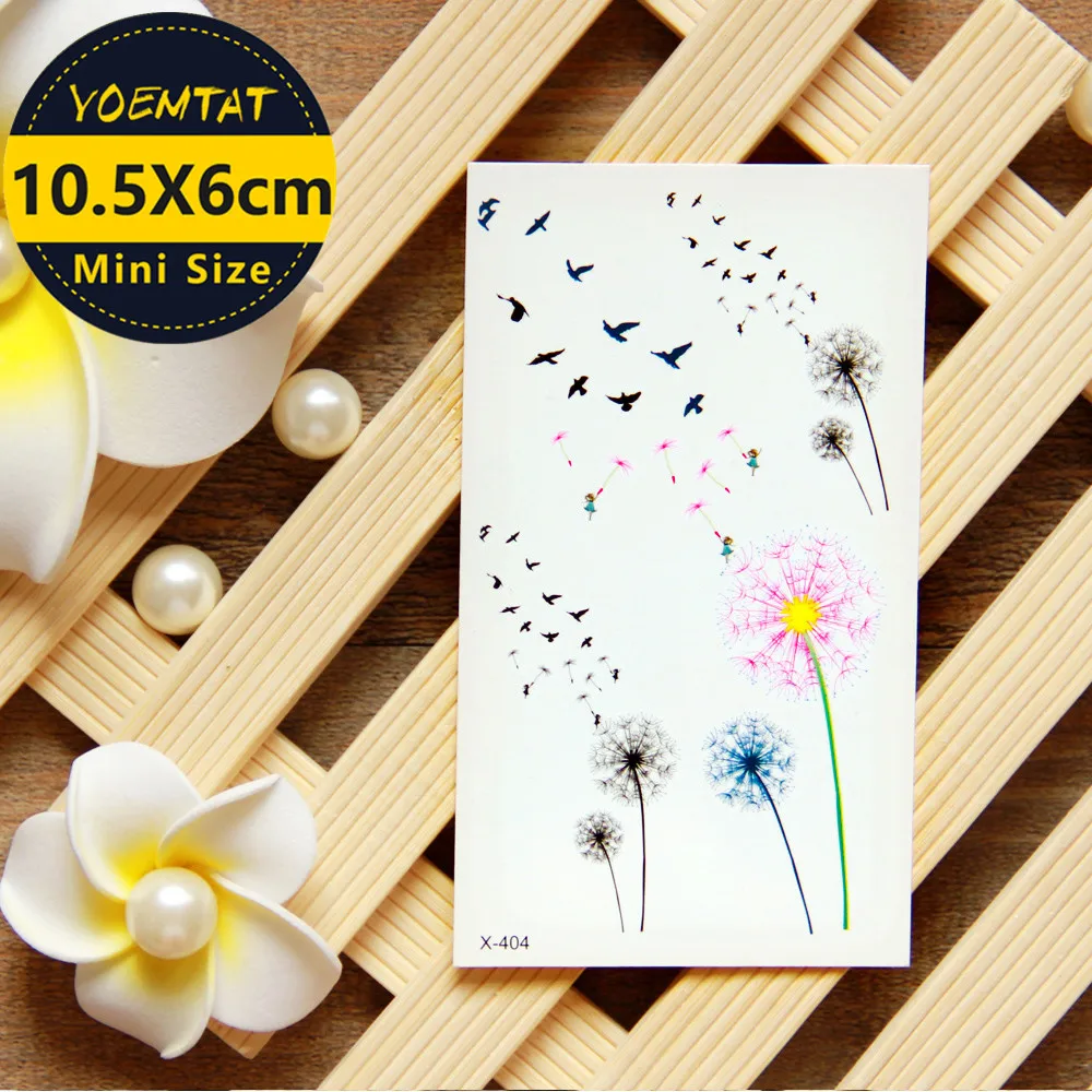 Водостойкие временные тату наклейки 10 5*6 см с милым одуванчиком|dandelion tattoo|waterproof