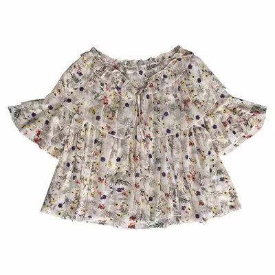 4XL женские рубашки блузки с принтом шифоновый топ офисная блузка длинным рукавом