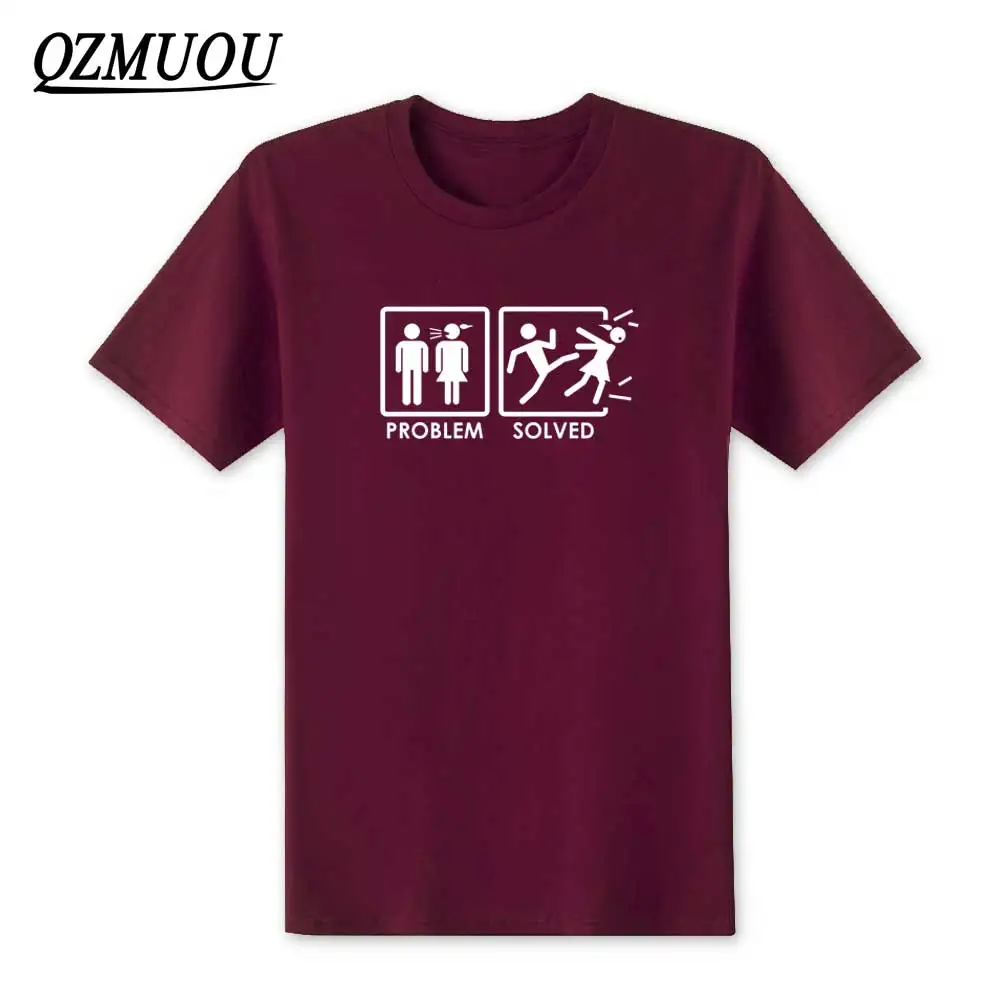 

Fashion New Summer Style Problem Solved T Shirts Cotton Men Funny Cool Kick Wife Tops Short Sleeve T-shirt Tops Tee Size XS-XXL