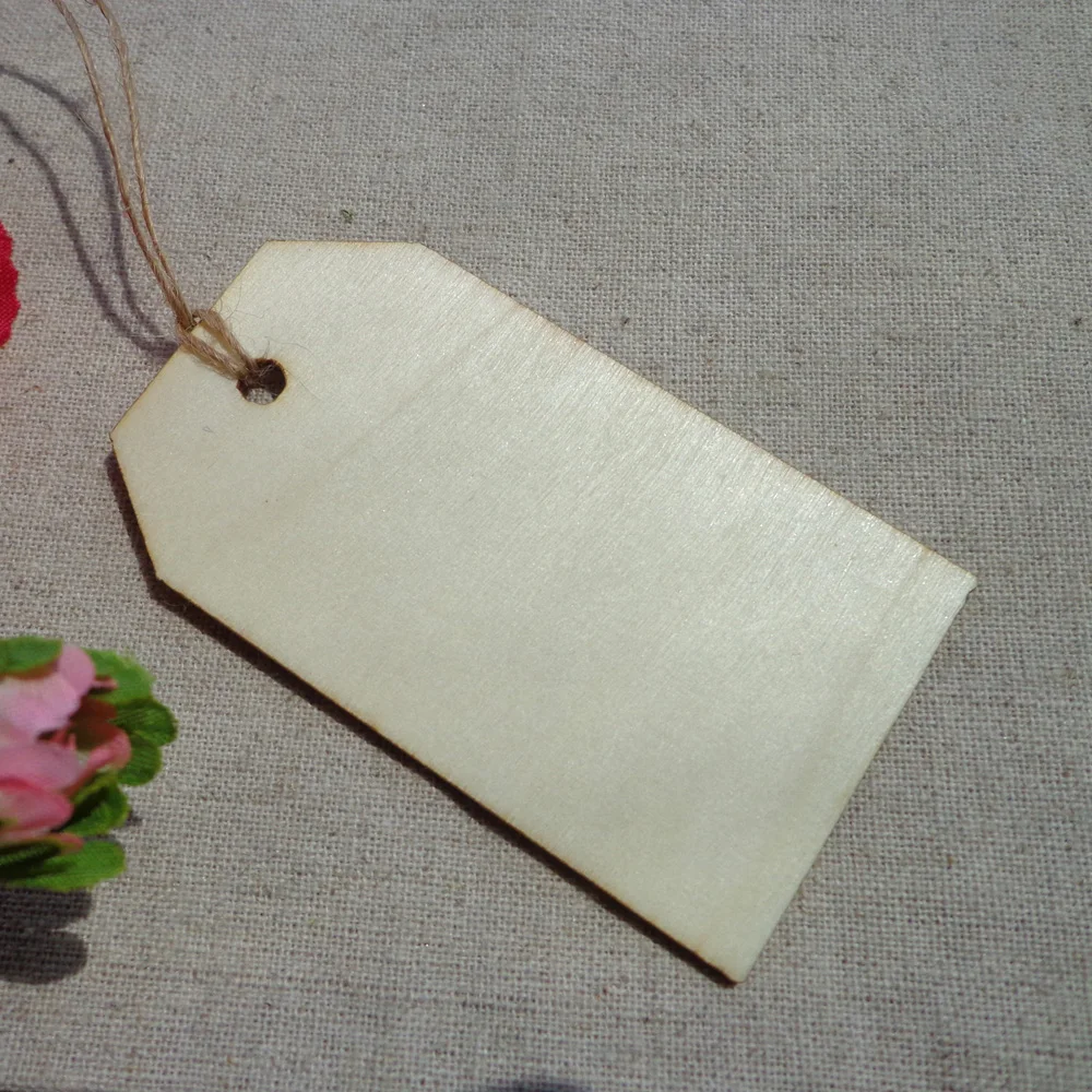 50 шт. 3,4x6,9 см DIY деревянная Подарочная бирка для вечеринки, дня рождения, свадьбы, подарочная бирка для сообщений, бирка для рукоделия с пеньковой веревкой