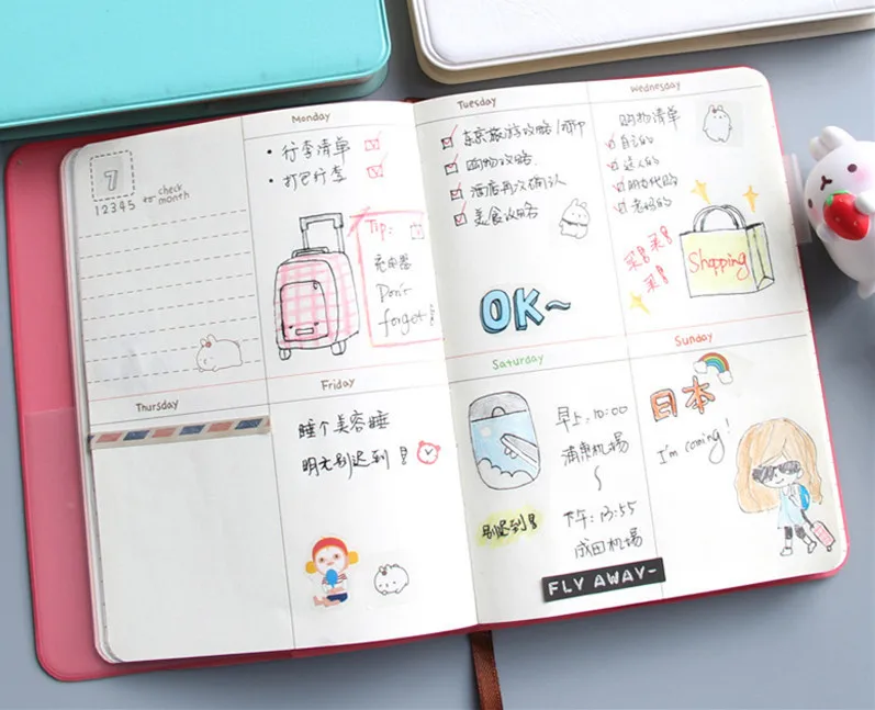 2018 Cute Rabbit Diary Kawaii Calendar Planner 2019 Program Notebook Notepad Pocket Journal For Gift School WJ-XXWJ311- | Канцтовары для