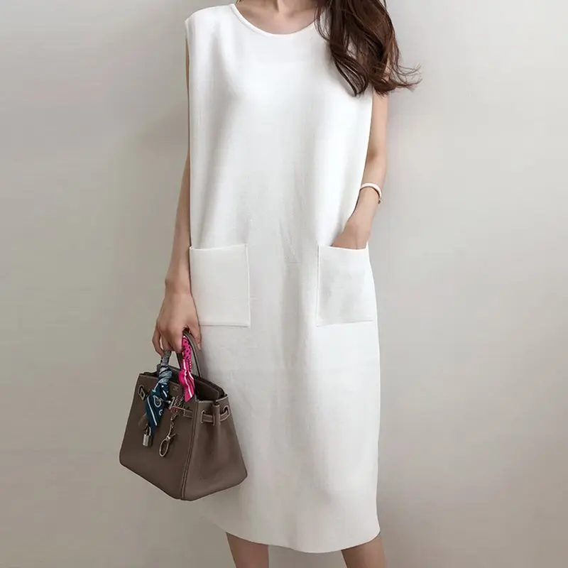 Летнее японское стильное элегантное простое белое винтажное женское миди платье