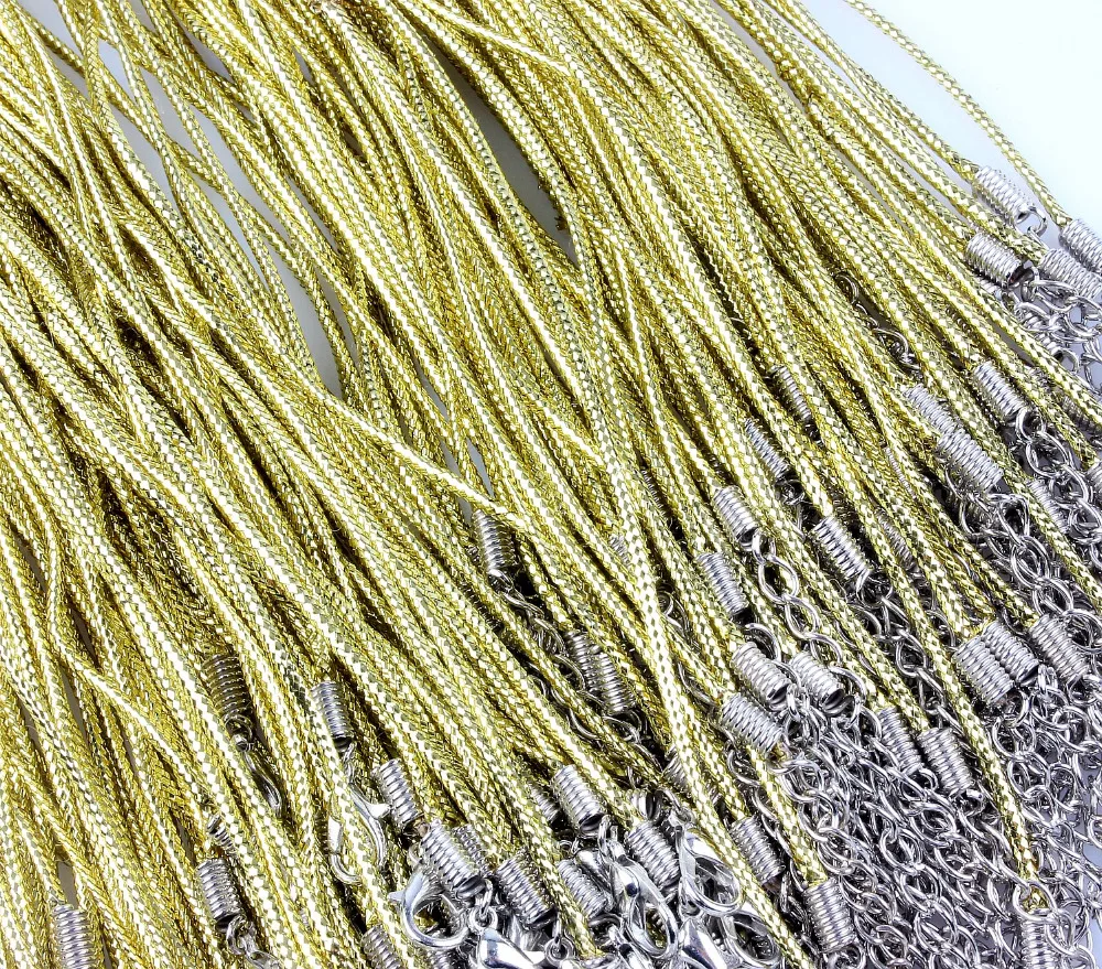 5PCs Gold Fiber Organza Waxen Cords Lobster Clasp Necklaces 43.2cm 17&quot High Quality Fine DIY Jewelry Fashion Findings | Украшения и