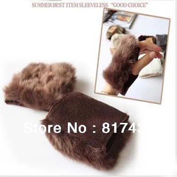 5pairs/lot 2013 fashion Imitation rabbit fur decorated gloves women's fingerless keyboard whole Free shipping | Аксессуары для
