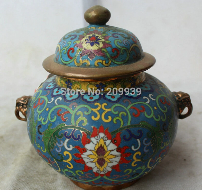 00255 8 &quot клеймо династия китайский дворец Cloisonne бронзовый позолотьте зверь глава