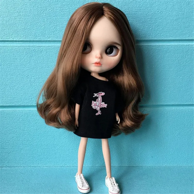 1/6 DIY Baby BJD футболка для куклы модные белые черные топы с короткими рукавами для 30 см ICY Blyth Princess BJD куклы одежда аксессуары