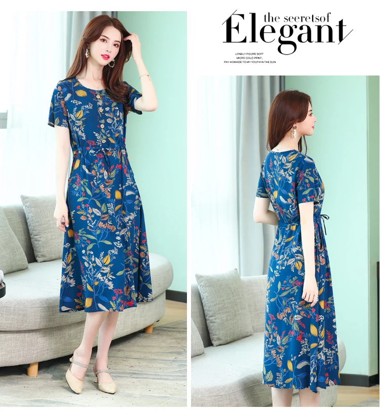 Vestidos mujer, ограниченная серия, новинка, круглый вырез, до середины икры,, Longo Vanled maix, платье для девушек, с коротким рукавом, круглый вырез, длинное, с принтом, тонкое