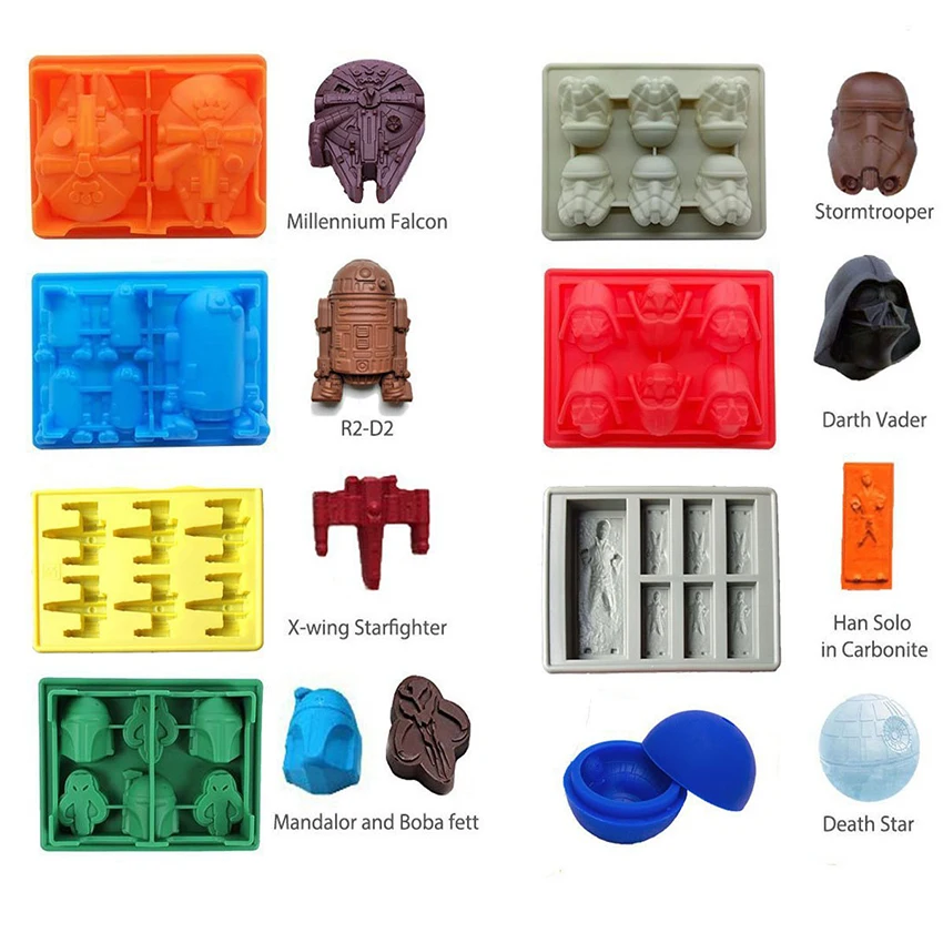 Youe shone 8 шт./компл. Death Star Wars Дарт Вейдер Штурмовик R2D2 Сокол X-Wing Hans Solo Mold для льда