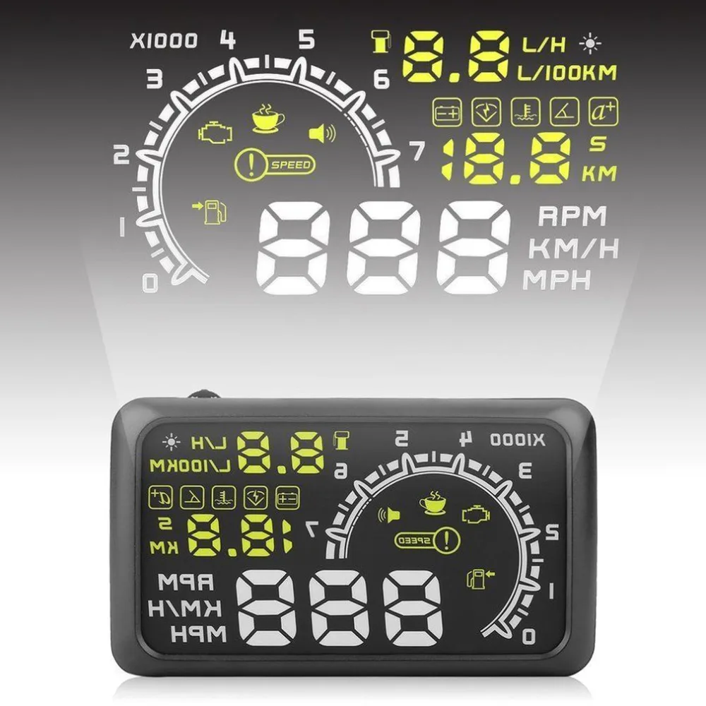 Автомобильный HUD Дисплей параметров OBD компьютер для вождения температура воды