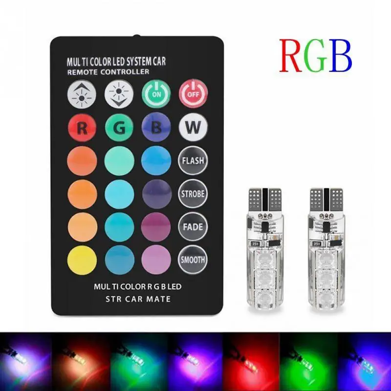 T10 W5W светодиодный светодиодные фары лампы RGB с дистанционным Управление 194 168 501