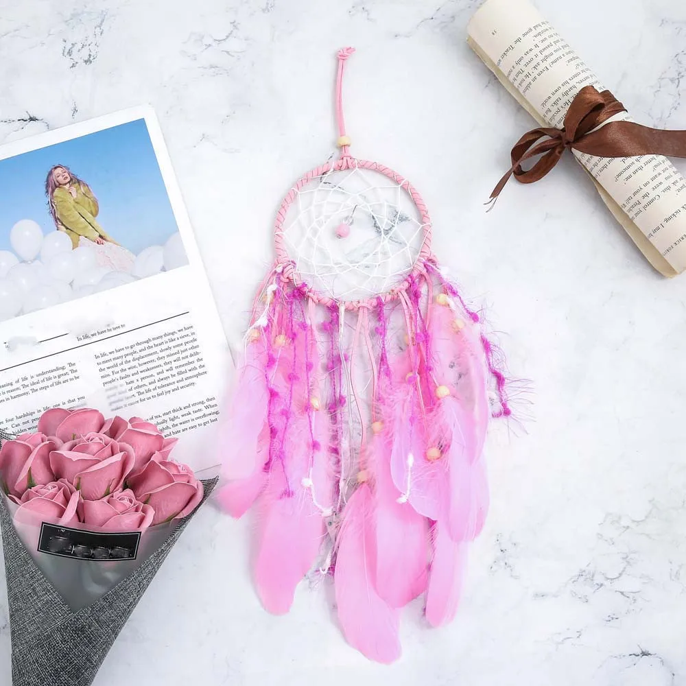 Светодио дный светодиодный Ловец снов розовый кулон облако перо Девочка День