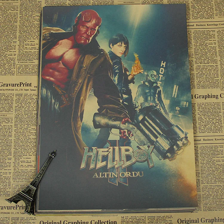 Hell Baron gold Legion retro classic movie poster bar coffee living room kraft | Дом и сад
